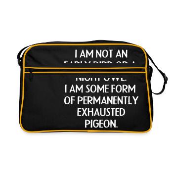 Late-sleeper, pigeon, pigeon, funny saying - Retro Bag - black/gold - Front