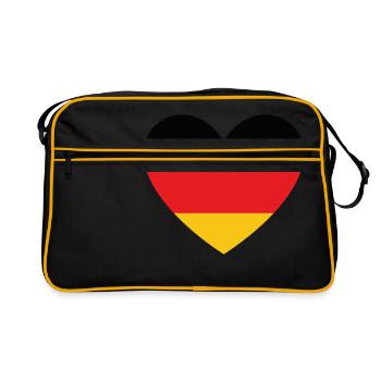 Heart Germany flag black red gold - Retro Bag - black/gold - Front
