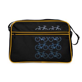 Idées de cadeau de vélo roues bleu vélo - Sac Retro - noir/or - Devant
