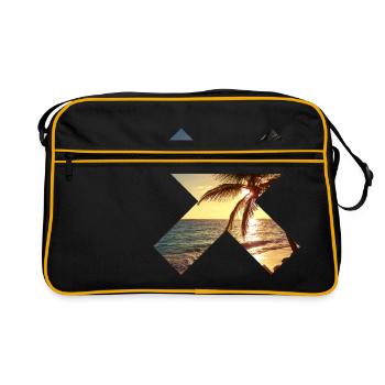 Summer, palm tree, beach - cross - Retro Bag - black/gold - Front