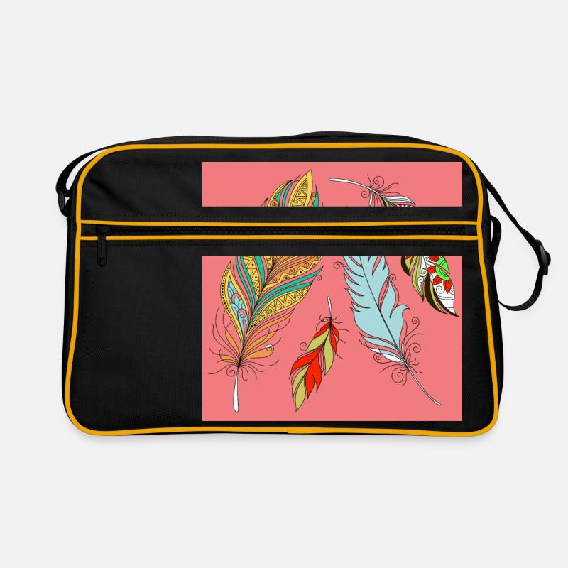 Federn - Retro Tasche - Schwarz/Gold