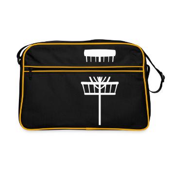 Disc Golf, discgolf, golf, frisbee - Retro Tasche - Schwarz/Gold - Vorne