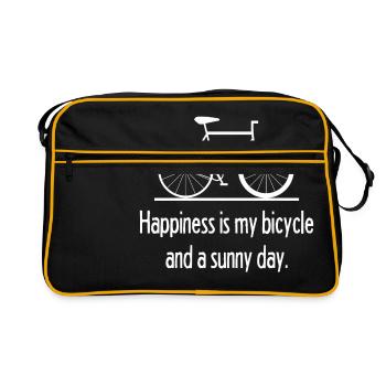 Fahrrad Happy, Bicycle, Rad, Fahrräder, Rennrad - Retro Tasche - Schwarz/Gold - Vorne