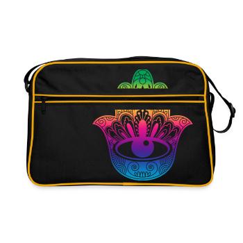 Main de symbole chanceux de couleurs hippie Fatima - Sac Retro - noir/or - Devant