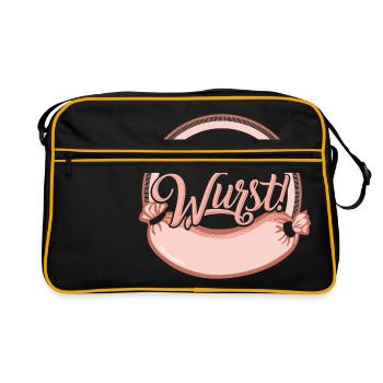 Jetzt geht´s um die Wurst Sprüche Witz Spruch - Retro Tasche - Schwarz/Gold - Vorne
