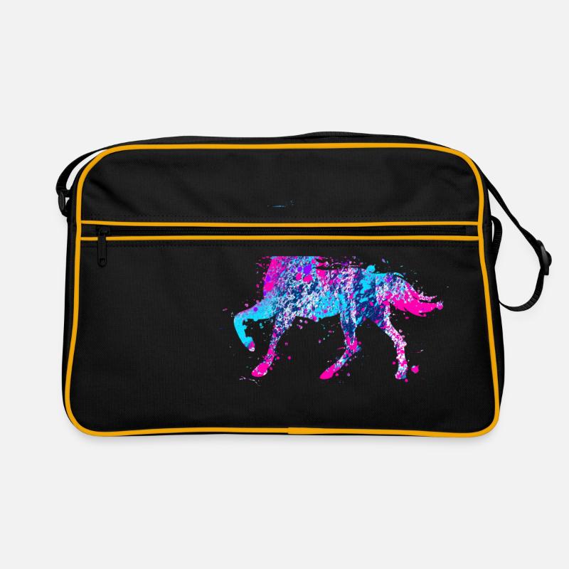 Pferd Wasserfarbe Rosa Blau Retro Tasche