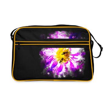 gxp abeilles sur fleur splatter aquarelle - Sac Retro - noir/or - Devant
