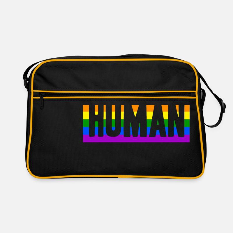 Human Mensch Regenbogen Geschenkidee - Retro Tasche - Schwarz/Gold