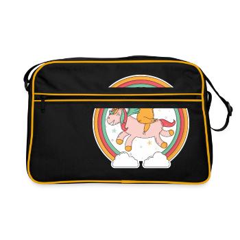 Chemise de licorne fun, cadeau animaux paresseux - Sac Retro - noir/or - Devant