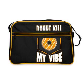 Cooles Donut Shirt 'Donut kill my vibe' - Retro Tasche - Schwarz/Gold - Vorne
