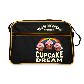 You re dream my sparkly rainbow cupcake dream - Retro Bag - black/gold - Front