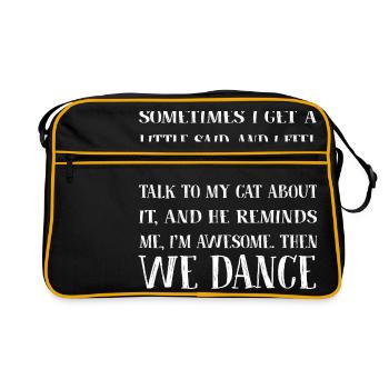 Katze Katzen - Retro Tasche - Schwarz/Gold - Vorne