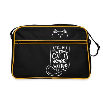 Spend time with cat leisure kitty gift - Retro Bag - black/gold - Front