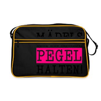 Maedels pegel halten trinken saufen party maedelsa - Retro Tasche - Schwarz/Gold - Vorne