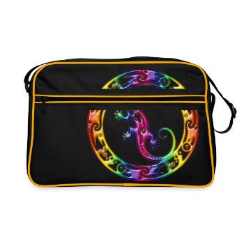 Gecko Ornament Rainbow - Retro Bag - black/gold - Front