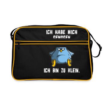 Je me suis pesée - je suis trop petit, oiseau - Sac Retro - noir/or - Devant