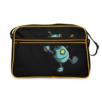 Robots with beer - everything turns - Retro Bag - black/gold - Front