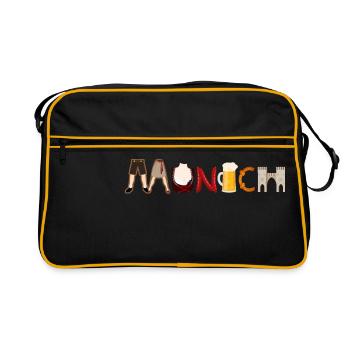 love munich, Münchner - Retro Tasche - Schwarz/Gold - Vorne