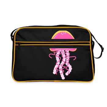 Jellyfish gift jellyfish sea animal holiday beach - Retro Bag - black/gold - Front