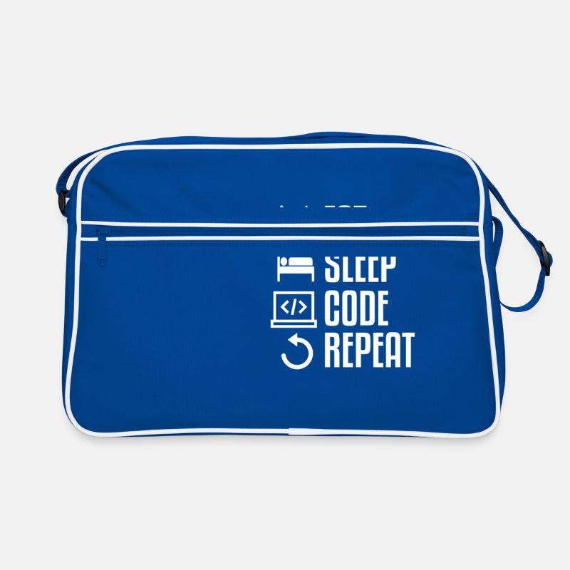 EAT SLEEP CODE REPEAT WHITE Computer T-Shirt Retro Tasche