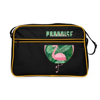 Été - flamant rose au paradis - Sac Retro - noir/or - Devant