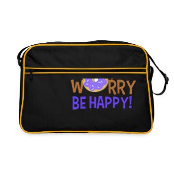 Donut worry be happy - Retro Tasche - Schwarz/Gold - Vorne