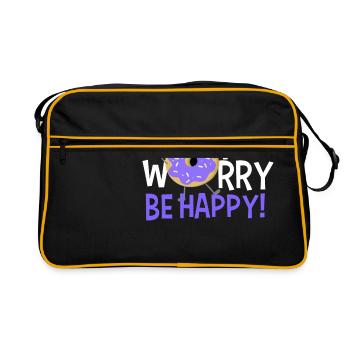 Do not worry be happy - Retro Tasche - Schwarz/Gold - Vorne