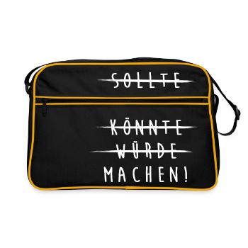 Make easy doers no excuses do work - Retro Bag - black/gold - Front