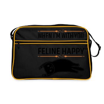 When I´m with you I´m feline happy - Retro Tasche - Schwarz/Gold - Vorne