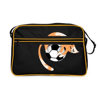Chat avec le football - Sac Retro - noir/or - Devant