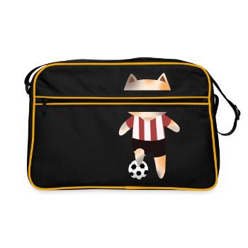 Chat avec le football - Sac Retro - noir/or - Devant
