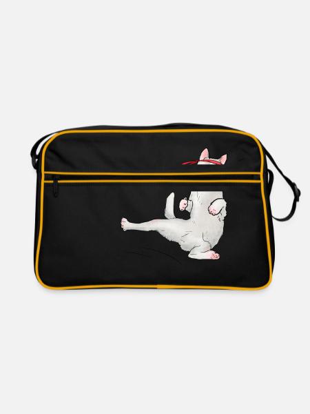Katze beim Karate - Retro Tasche - Schwarz/Gold - Vorne