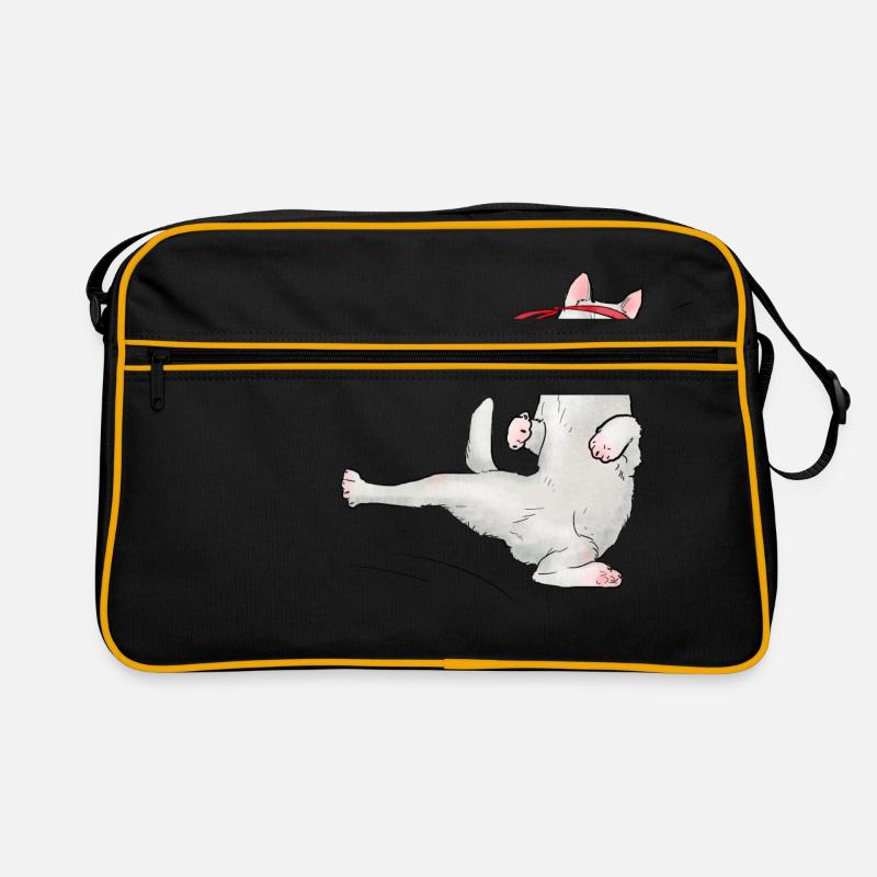 Katze beim Karate - Retro Tasche - Schwarz/Gold