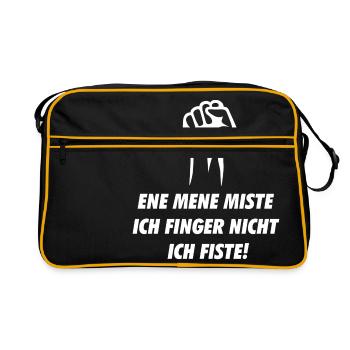 Ene Mene Miste ich finger nicht ich Fiste - Retro Tasche - Schwarz/Gold - Vorne