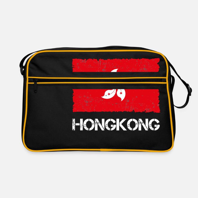 Hongkong - Retro Tasche - Schwarz/Gold