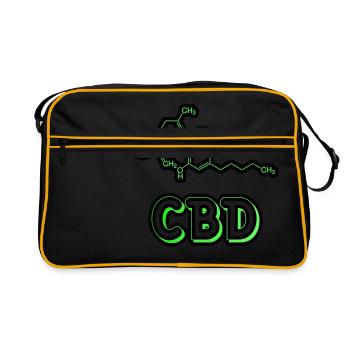 Cannabidiol - CBD Cannabis Geschenk - Retro Tasche - Schwarz/Gold - Vorne