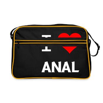 I love Anal Liebe Herz Sexualität Sex Geschenfke - Retro Tasche - Schwarz/Gold - Vorne