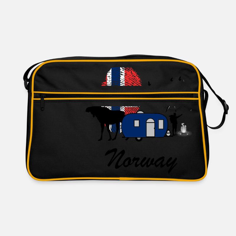Norwegen Reise Liebe Norway Geschenk Idee schwarz - Retro Tasche - Schwarz/Gold