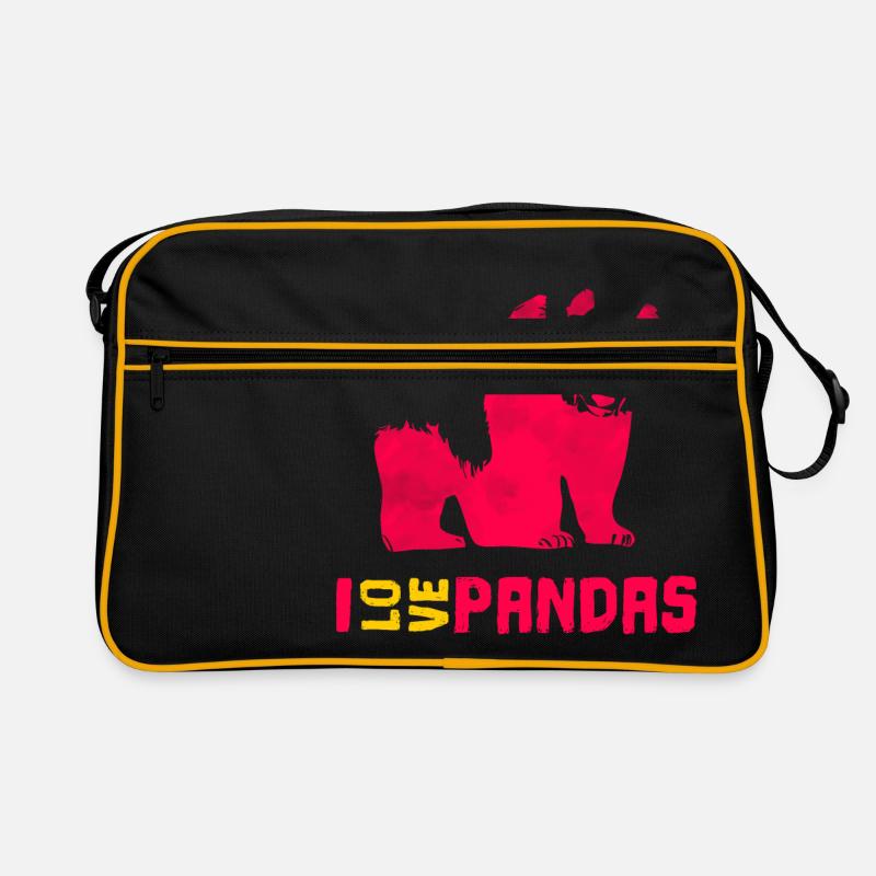 I love Pandas - Retro Tasche - Schwarz/Gold