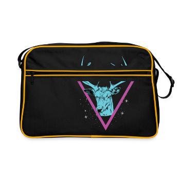 Hirsch - Hirschgeweih - Retro Tasche - Schwarz/Gold - Vorne