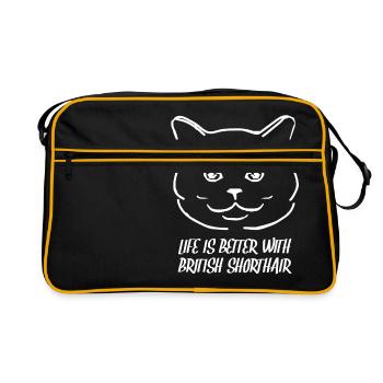 Cadeau de chat Brit Shorthair Maine Coon - Sac Retro - noir/or - Devant