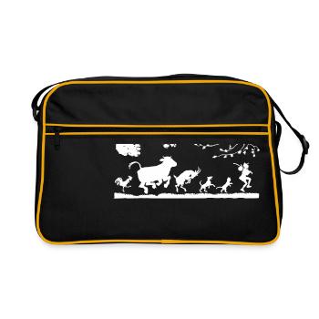 Tiere - Retro Tasche - Schwarz/Gold - Vorne