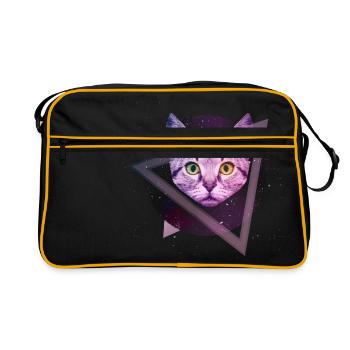 Space Katze - Retro Tasche - Schwarz/Gold - Vorne