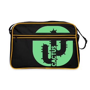 Kaktus Grün Cool - Retro Tasche - Schwarz/Gold - Vorne