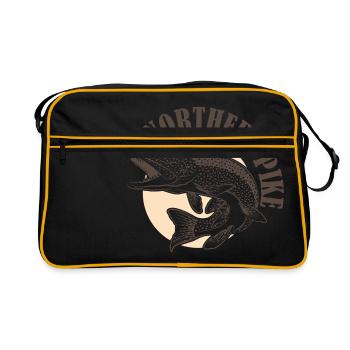 Poisson prédateur brochet Esocidae pêche pêcheur - Sac Retro - noir/or - Devant