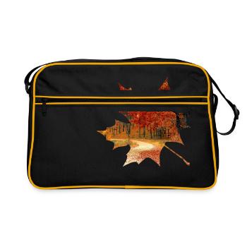 Feuillage de forêt de feuille d'érable automne - Sac Retro - noir/or - Devant