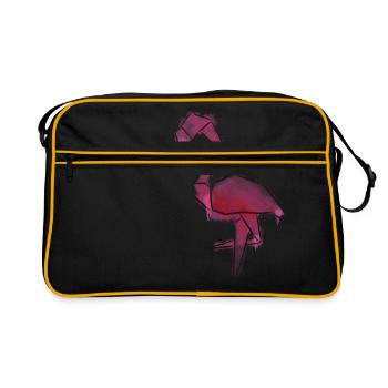 Flamingo im trendigen Wasserfarben-Look - Retro Tasche - Schwarz/Gold - Vorne
