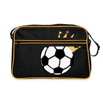 Fußball mit Krone in Deutschlandflaggenfarben - Retro Tasche - Schwarz/Gold - Vorne
