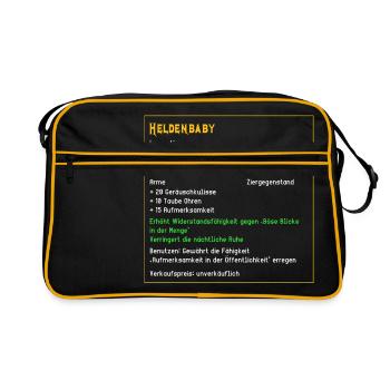 Legendaeres Heldenbaby Legendaer Baby Held PC Zock - Retro Tasche - Schwarz/Gold - Vorne