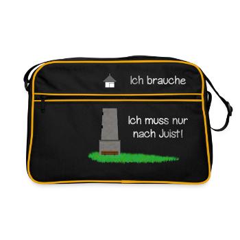 Therapie? Ich muss nur nach Juist! - Retro Tasche - Schwarz/Gold - Vorne
